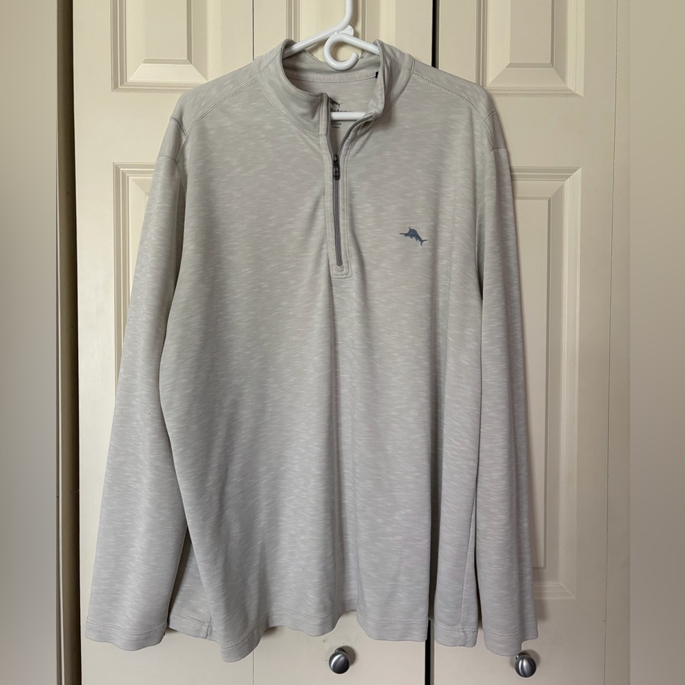 Tommy Bahama Light Gray Zip-Up Sweater